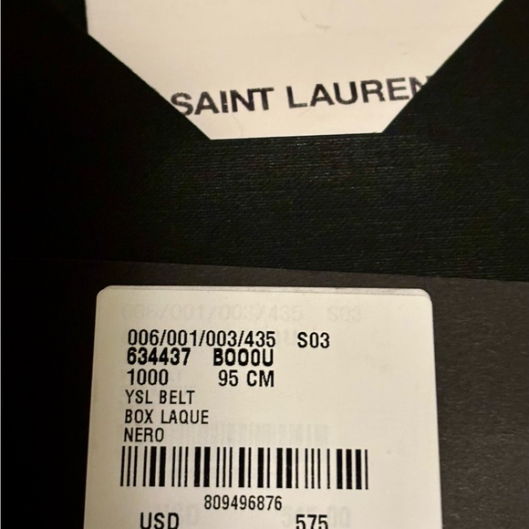 Authentic💗NWT!Saint Laurent Men’s Cassandre Belt-Noir-Smooth Leather - Picture 5 of 9